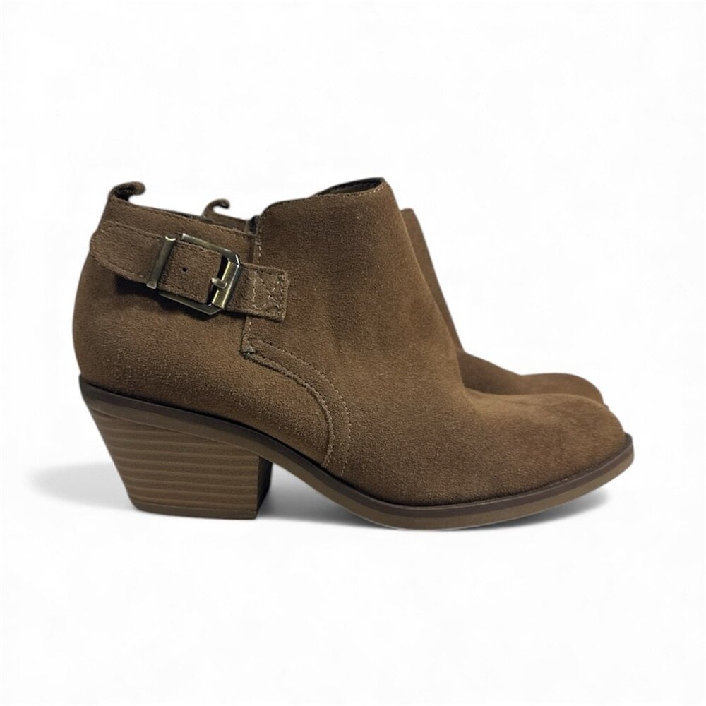 White Mountain Santiago Brown Suede Ankle Boots Taupe 6 6M Western Fall Bohemian